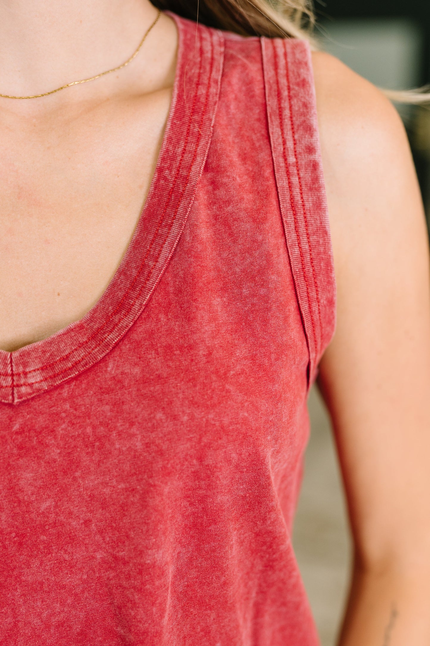 One Eleven North • 100% Cotton • Get it Right V-Neck Mineral Wash Tank