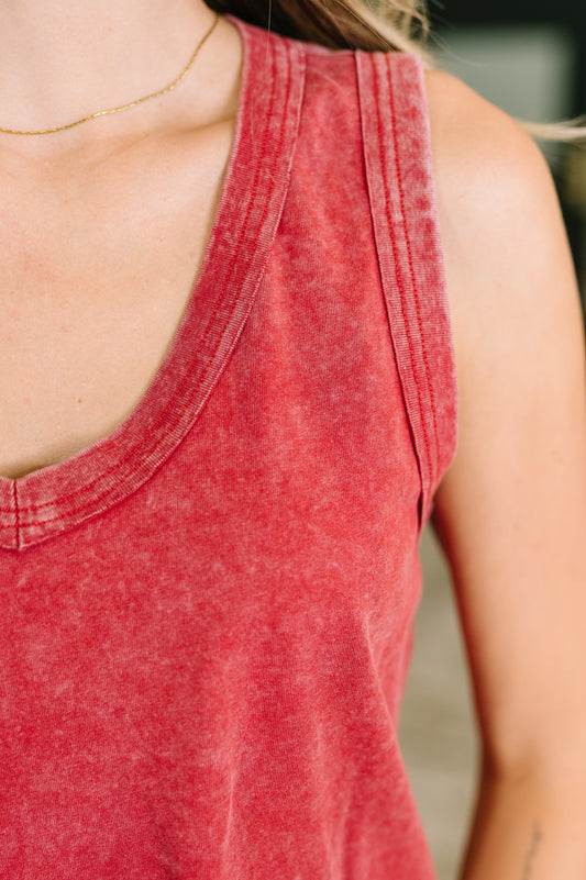 One Eleven North • 100% Cotton • Get it Right V-Neck Mineral Wash Tank
