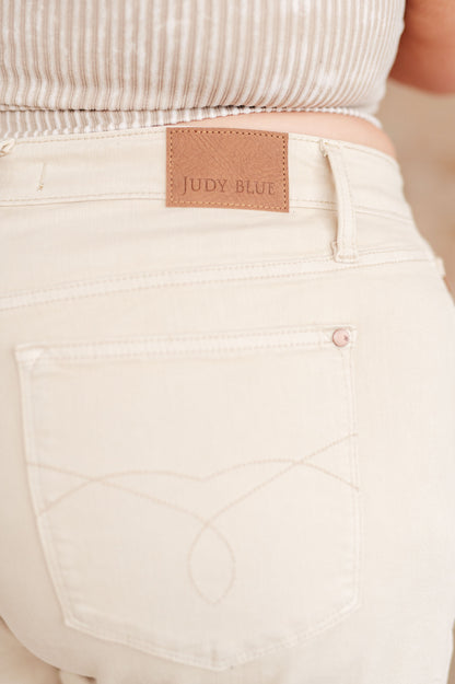 Judy Blue • Greta • High Rise Garment Dyed Shorts in Bone