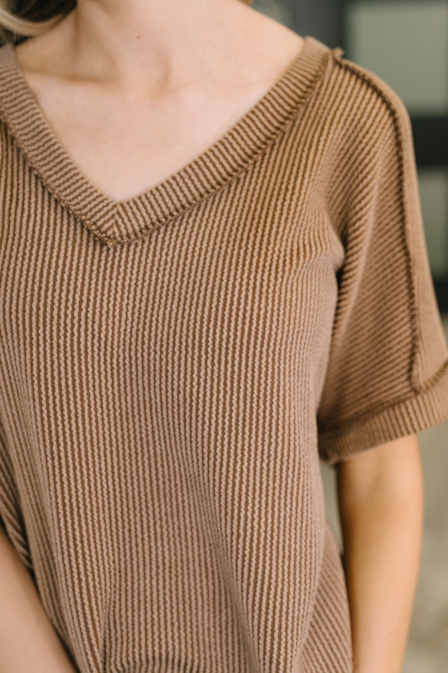 Zenana • Growing Restless V-Neck Tee in Brown