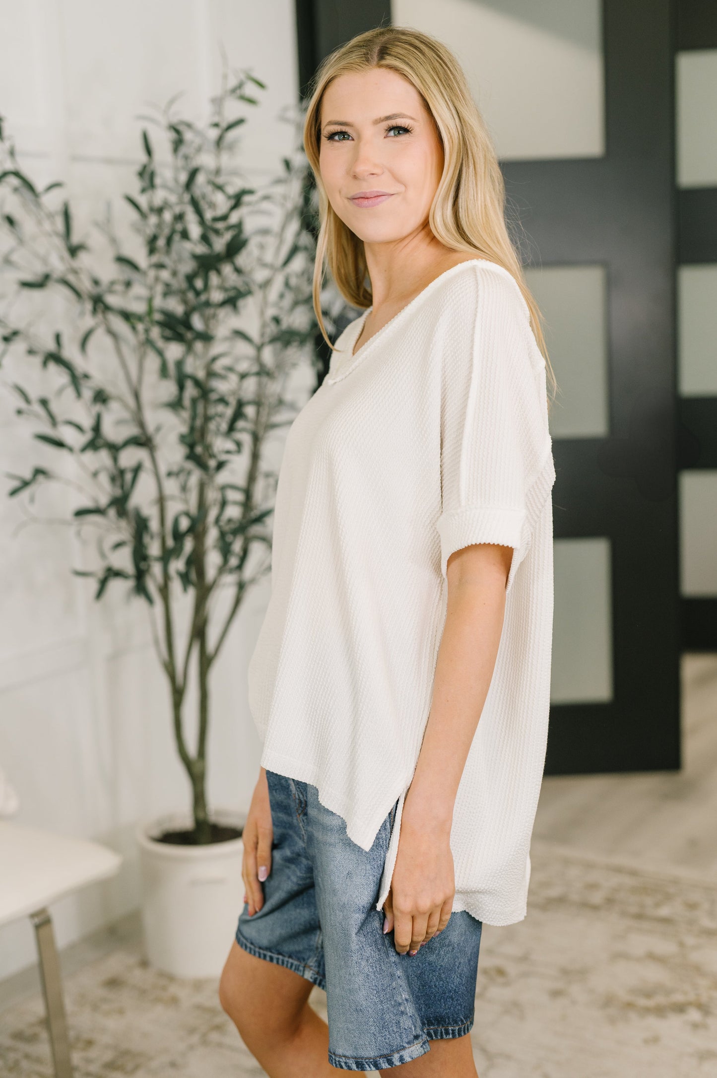 Zenana • Growing Restless V-Neck Tee in White