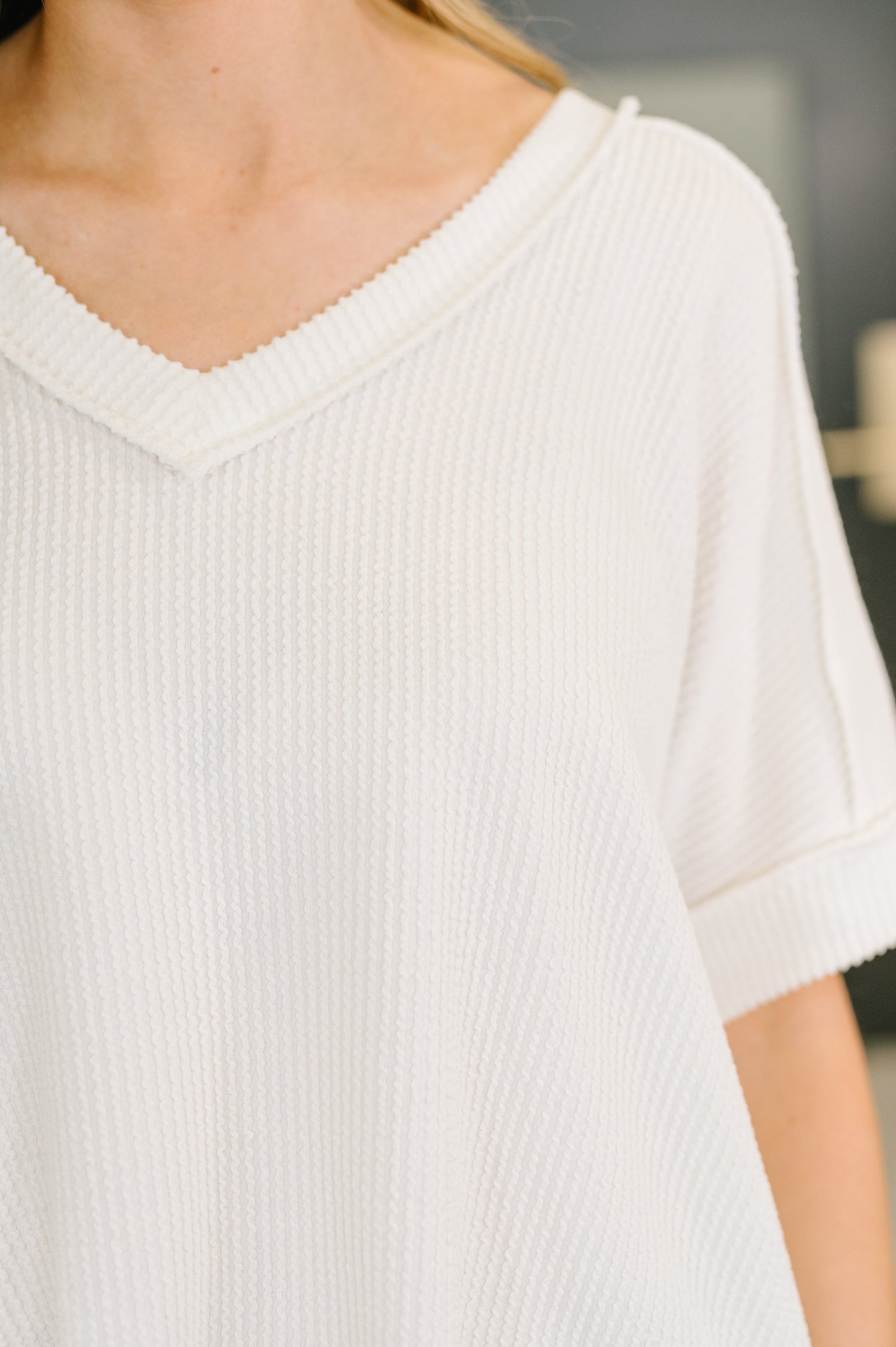 Zenana • Growing Restless V-Neck Tee in White
