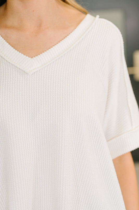 Zenana • Growing Restless V-Neck Tee in White