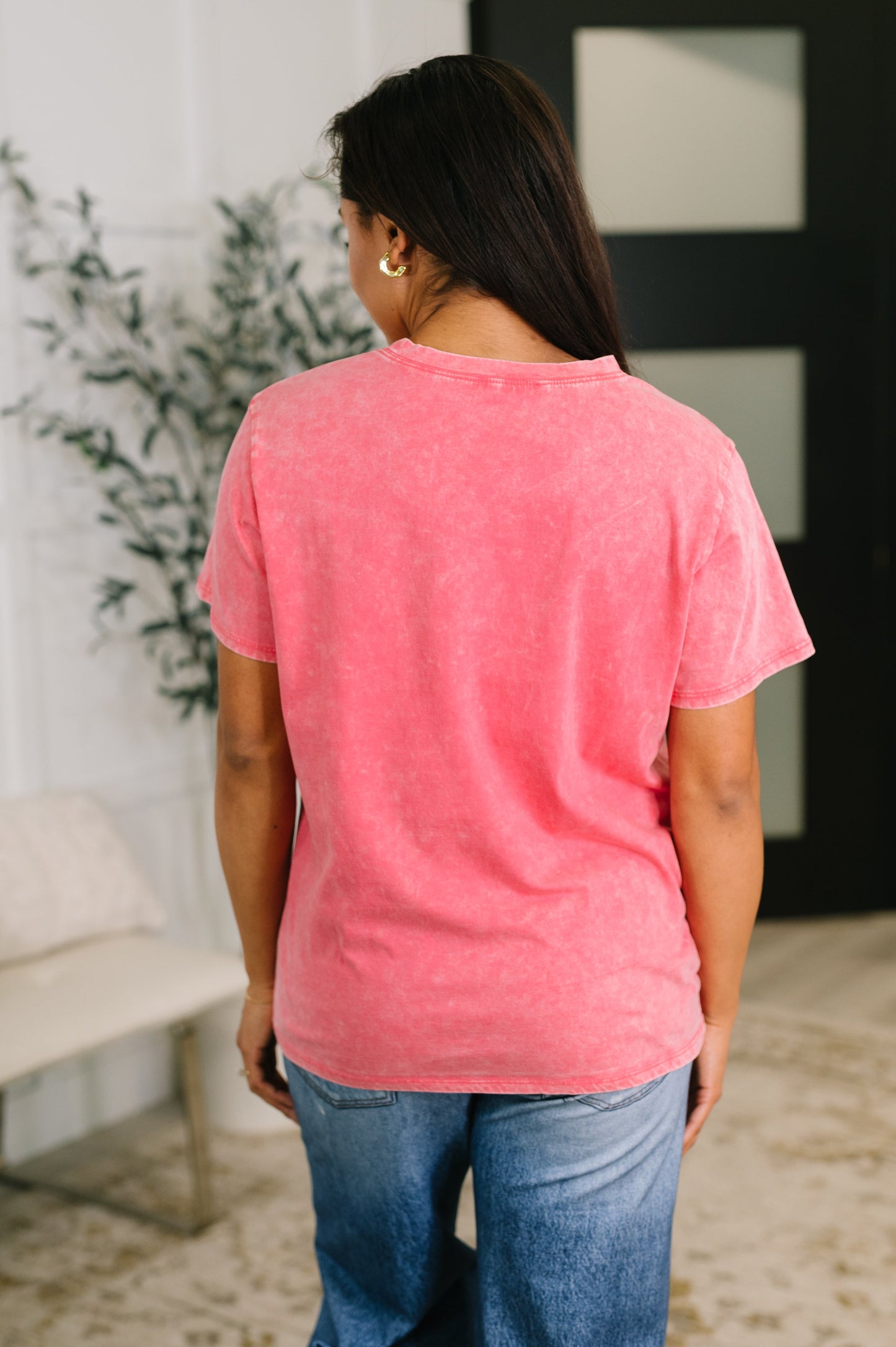 Zenana • 100% Cotton  • Had to Be There Mineral Wash Tee in Fuchsia