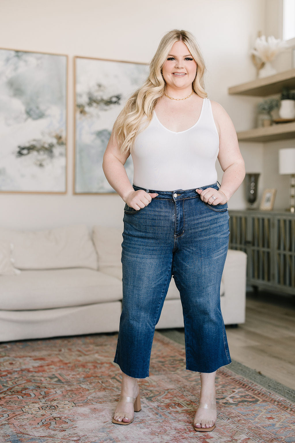 Judy Blue • Hayes High Rise Wide Leg Crop Jeans