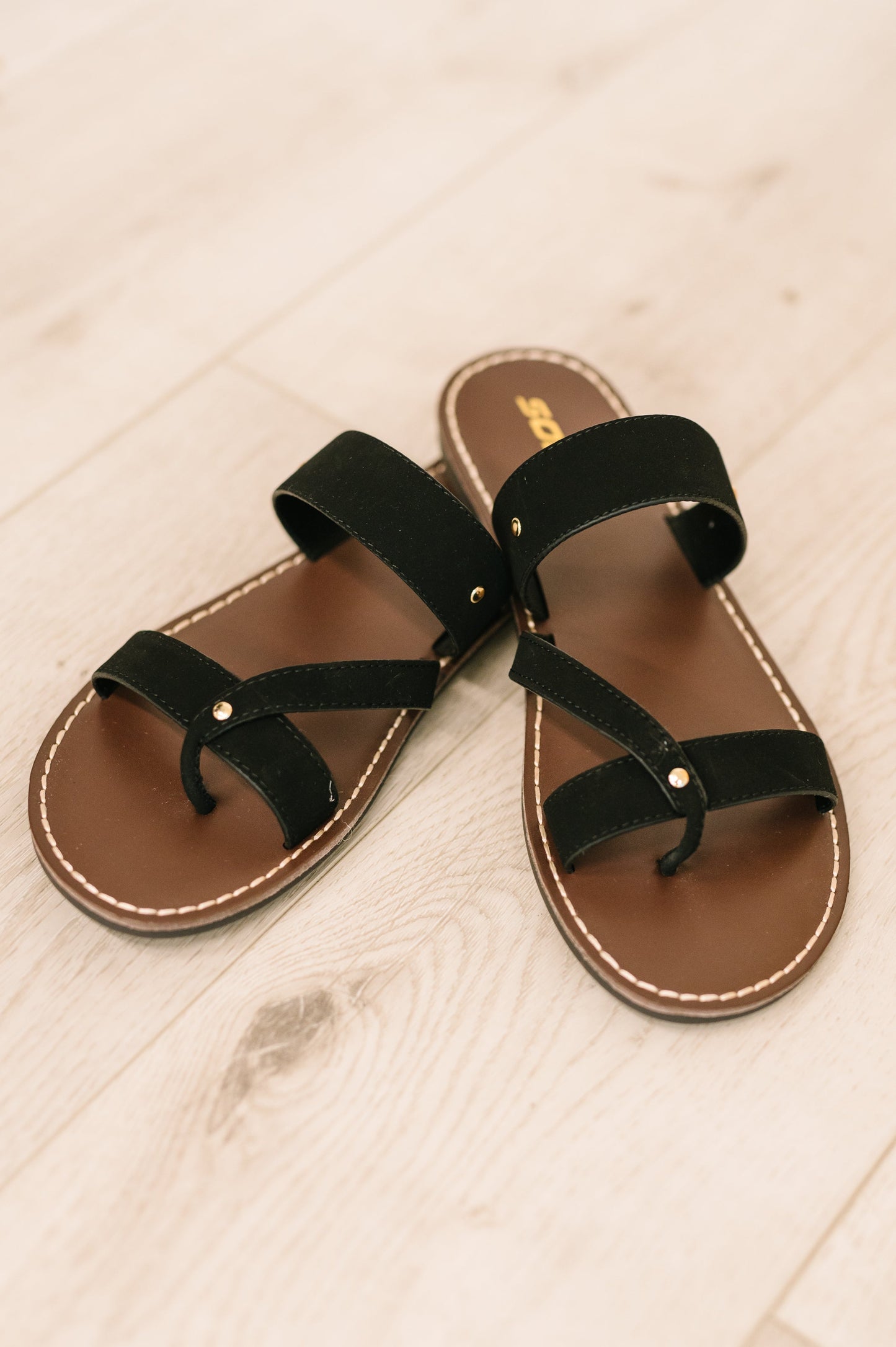 Soda • Heart & Sole Slip on Sandals in Clarity Black