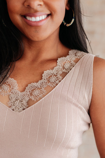 BiBi • I Can Love You Better Lace Tank in Taupe