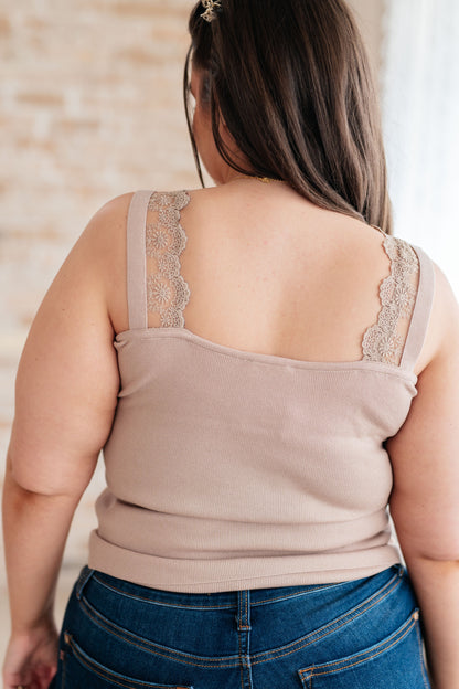 BiBi • I Can Love You Better Lace Tank in Taupe