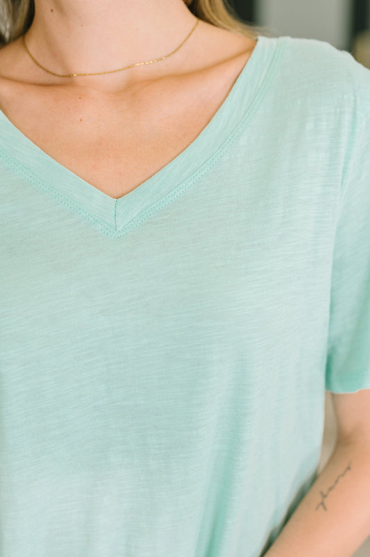 Dear Scarlett • 100% Cotton • I Don't Have to Choose • V-Neck Tee in Mint