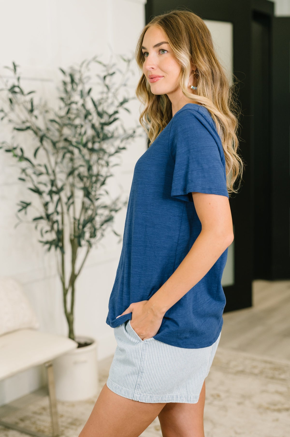 Dear Scarlett • 100% Cotton • I Don't Have to Choose • V-Neck Tee in Navy