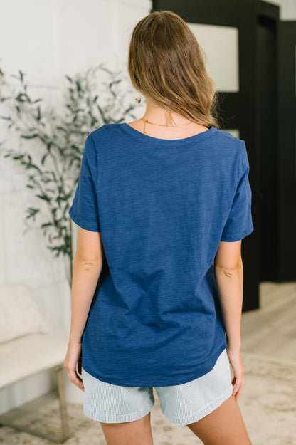 Dear Scarlett • 100% Cotton • I Don't Have to Choose • V-Neck Tee in Navy