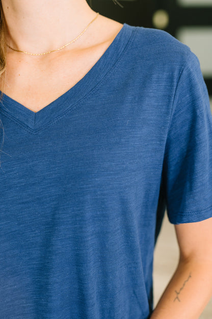 Dear Scarlett • 100% Cotton • I Don't Have to Choose • V-Neck Tee in Navy