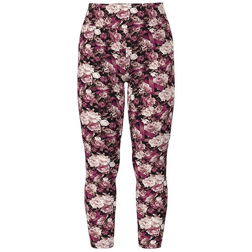 LuLaRoe Buttery Soft Leggings • Mauve Floral with Breast Cancer Awareness Ribbons
