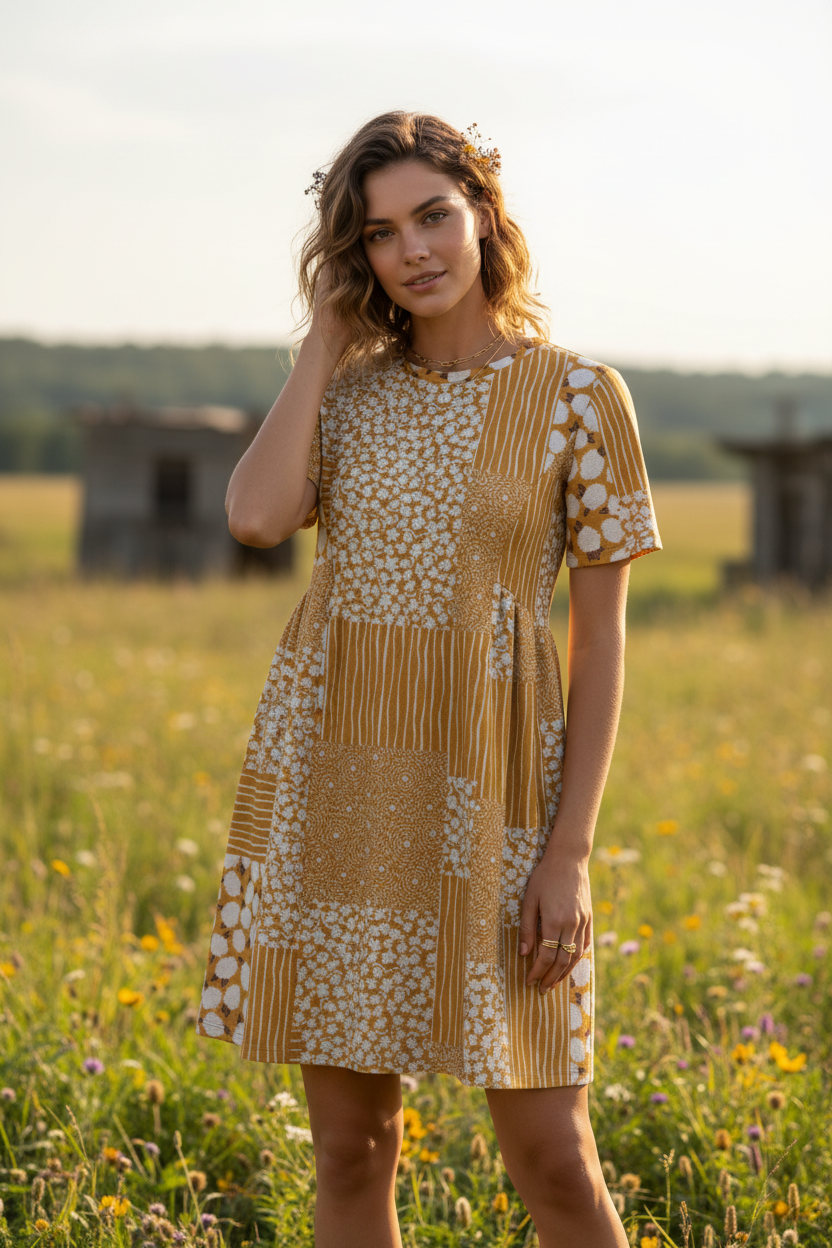 LuLaRoe Monica Princess Seam Dress • Boho Chic • Yellow White Floral