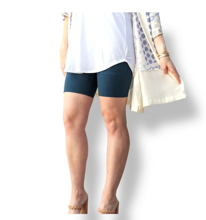Biker Shorts - Red Blue Retro Marble