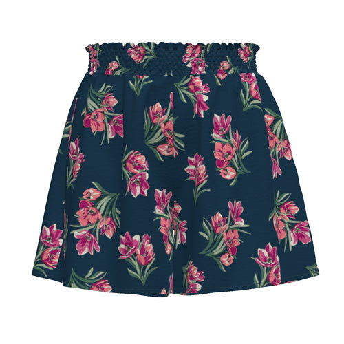 LuLaRoe Yvett Smocked Waist Shorts • Navy Pink Floral