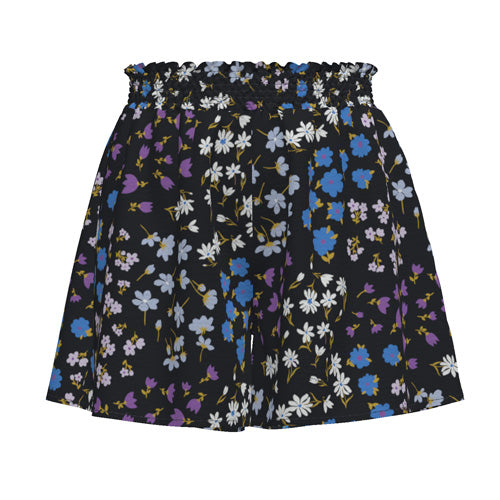 LuLaRoe Yvett Smocked Waist Shorts • Black Blue Purple Floral