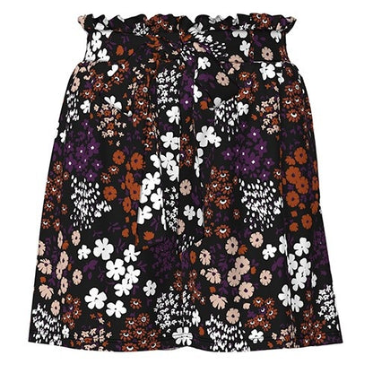 LuLaRoe Ella Paper Bag Shorts • Vintage Rare Black Orange Purple Floral Print