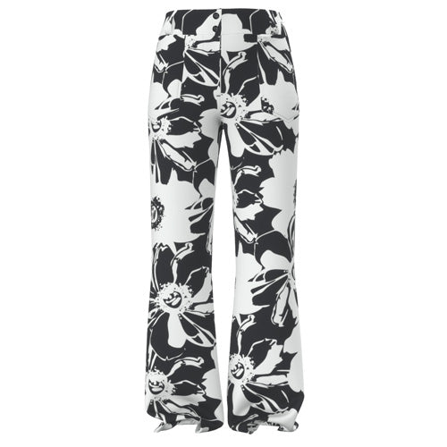 LuLaRoe Emery Wide Leg Pants • Black White Abstract Floral • Rayon Ponte
