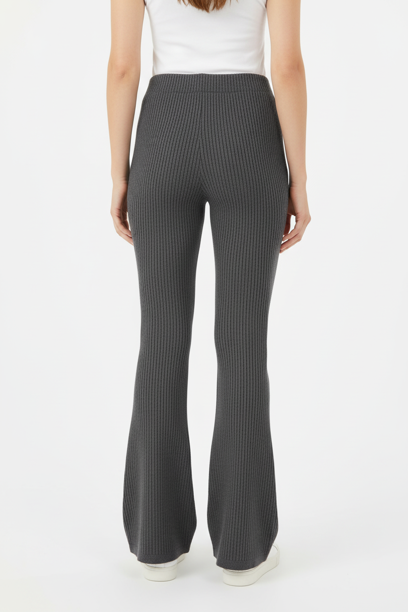 Kylie Pull on Flare Pants - Solid Pavement Charcoal Stretch Cord