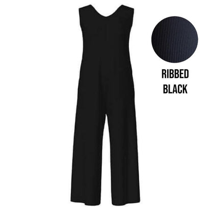 LuLaRoe Natalie • Double V-Neck Wide Leg Jumpsuit with Side Seam Pockets