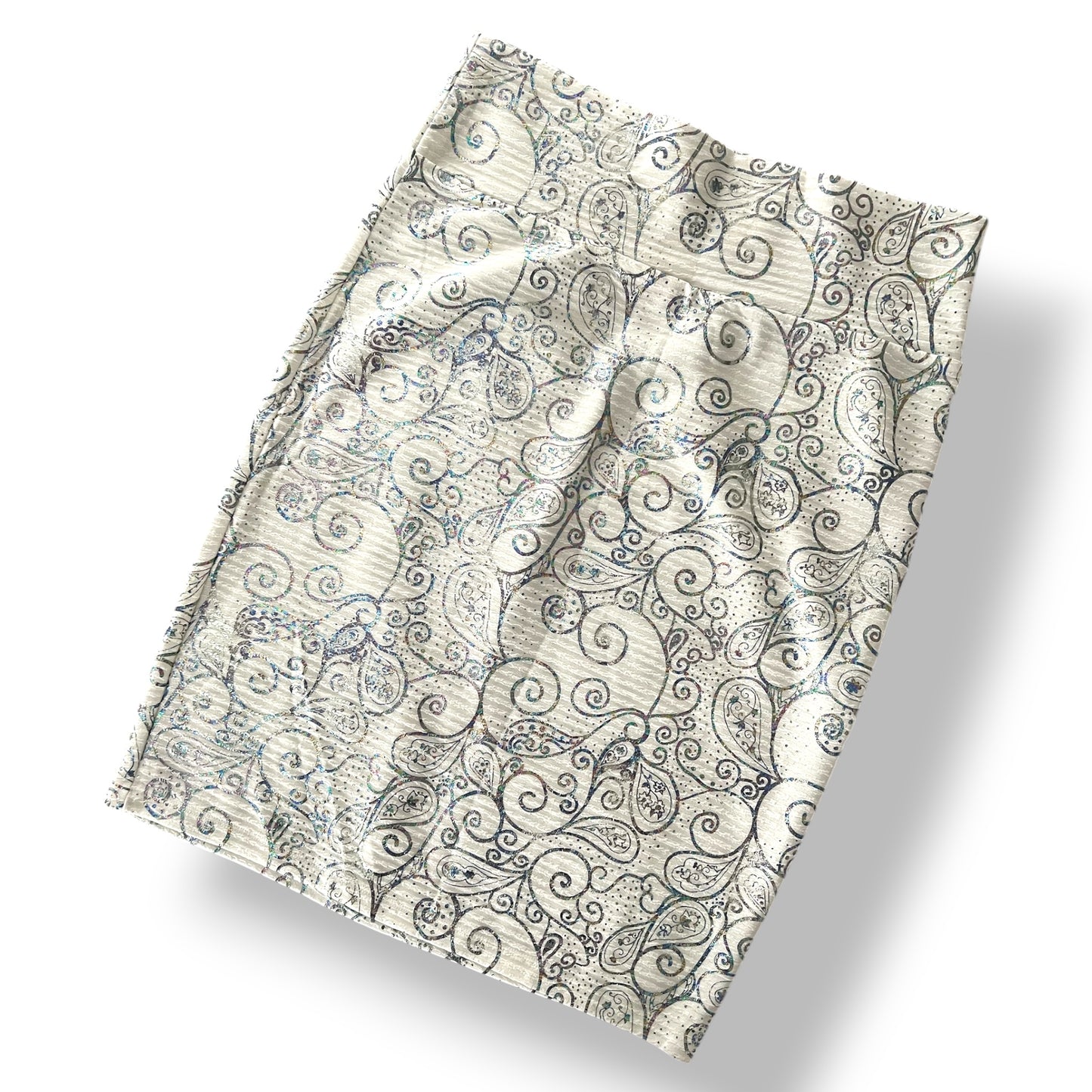 LuLaRoe Cassie Pencil Skirt • Vintage Rare Print • White Iridescent Paisley