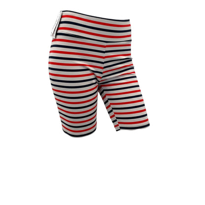 LuLaRoe Biker Shorts • Grey Red Blue Stripe