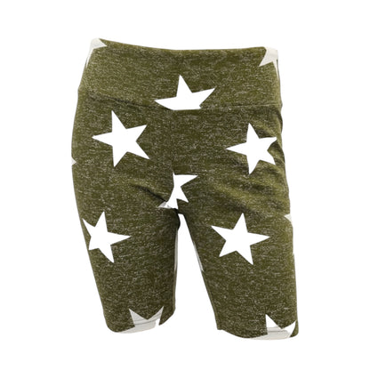 LuLaRoe Biker Shorts • Green Faux Heather Star