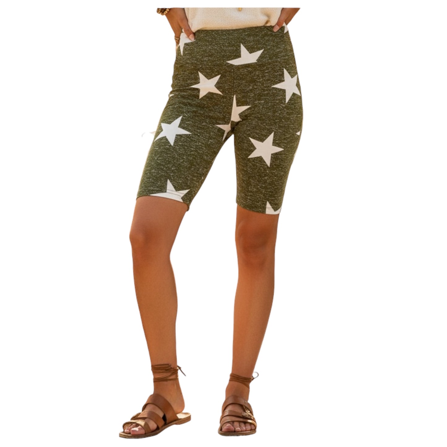 LuLaRoe Biker Shorts • Green Faux Heather Star