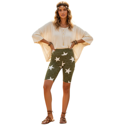 LuLaRoe Biker Shorts • Green Faux Heather Star