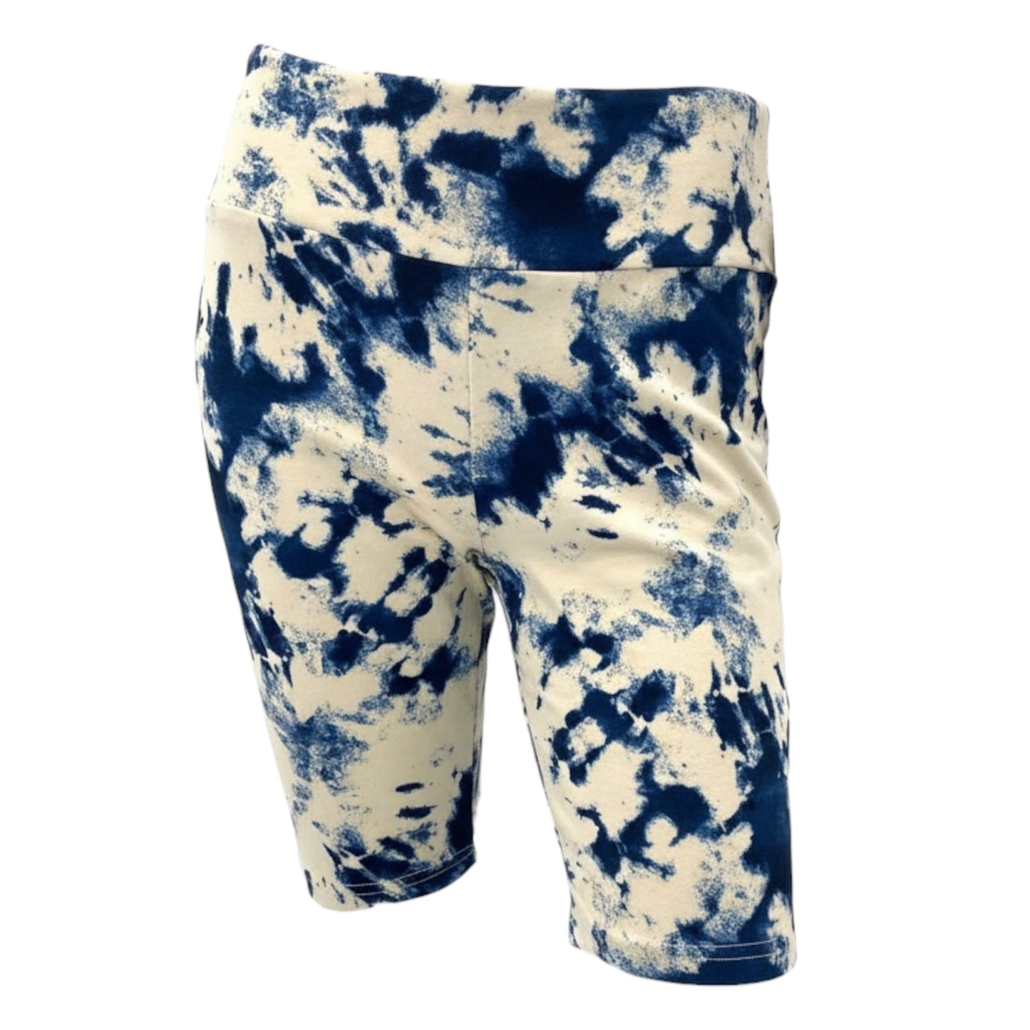LuLaRoe Biker Shorts • White Blue Tie Dye