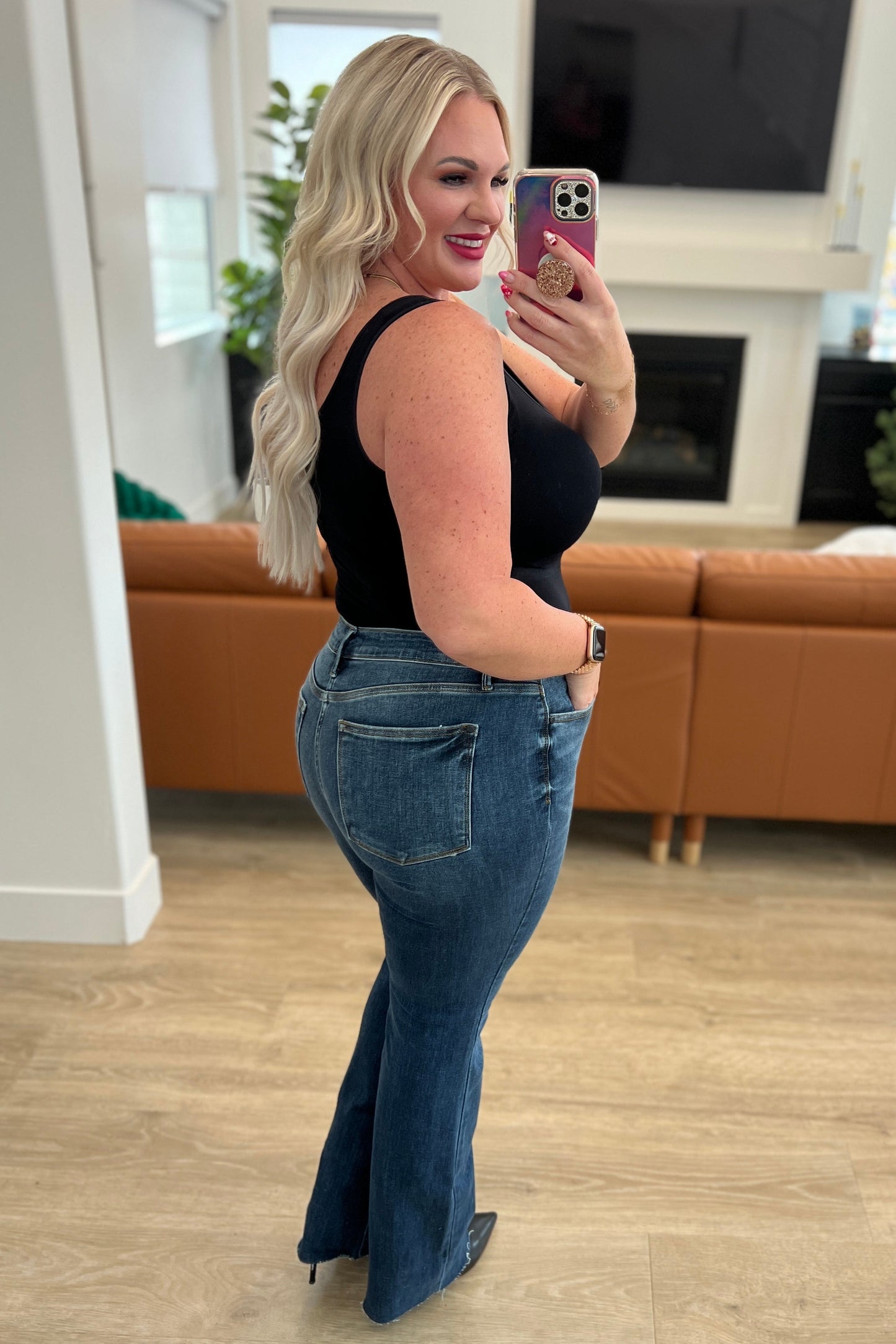 Judy Blue • Josephine Mid Rise Raw Hem Bootcut Jeans