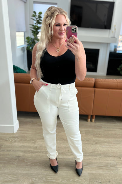 Judy Blue • Charlene High Rise Jogger in Ecru