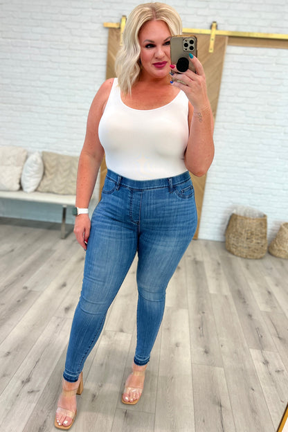 Judy Blue • Amanda High Rise Pull on Release Hem Skinny Jeans