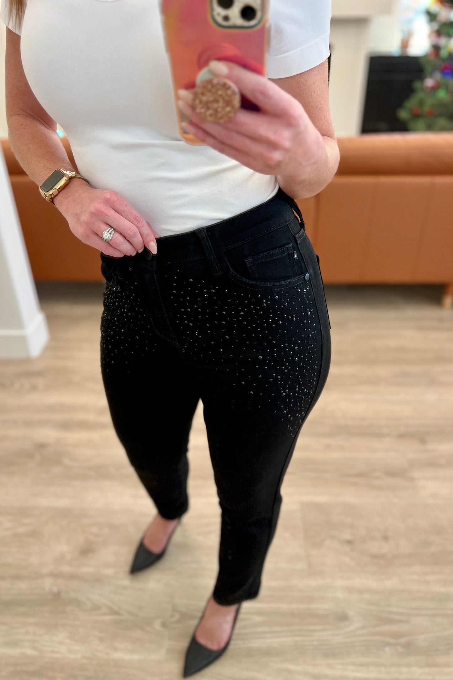 Judy Blue • Reese Rhinestone Slim Fit Jeans in Black