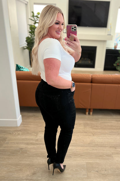 Judy Blue • Reese Rhinestone Slim Fit Jeans in Black