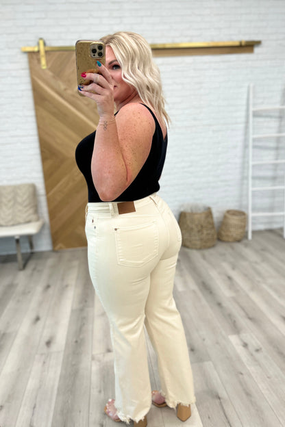 Judy Blue • Alice High Rise Over Dyed 90's Straight Jeans in Light Khaki