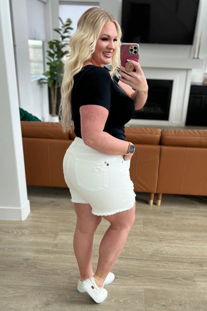 Judy Blue • Jessie • High Rise Rigid Magic Cutoff Shorts in White
