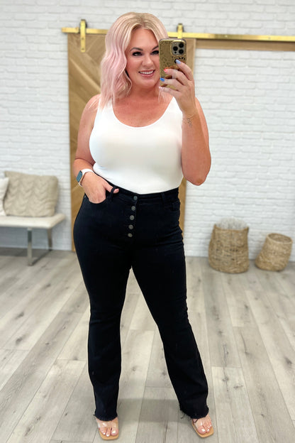 Judy Blue • Harriet High Rise Button Fly Bootcut Jeans in Black
