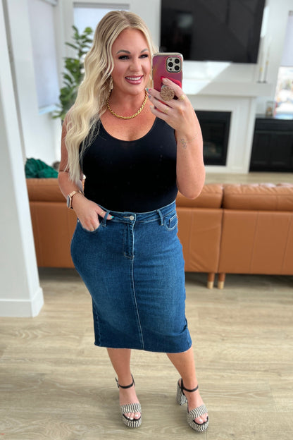 Judy Blue • Marcy • High Rise Denim Midi Skirt