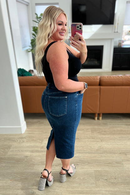 Judy Blue • Marcy • High Rise Denim Midi Skirt