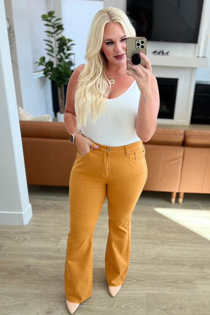 Judy Blue • Melinda High Rise Control Top Flare Jeans in Marigold