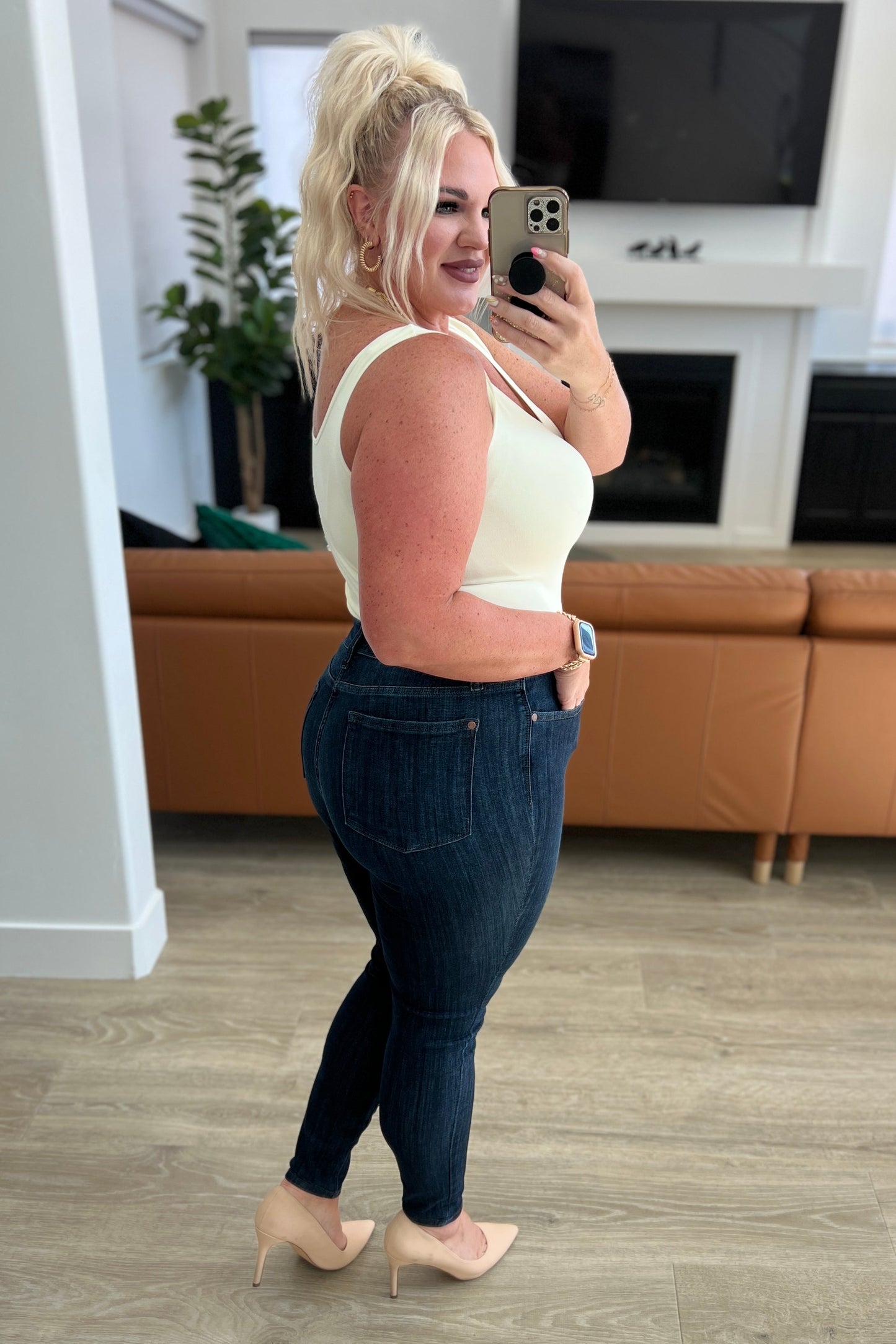 Judy Blue • Celecia High Waist Hand Sanded Resin Skinny Jeans