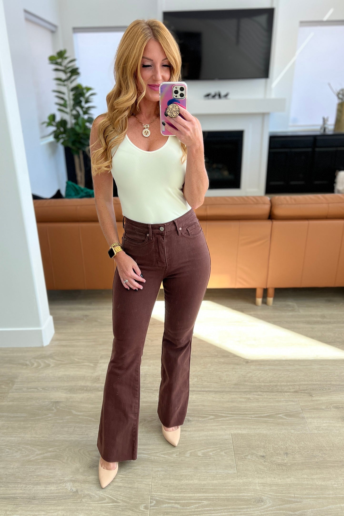 Judy Blue • Sienna High Rise Control Top Flare Jeans in Espresso