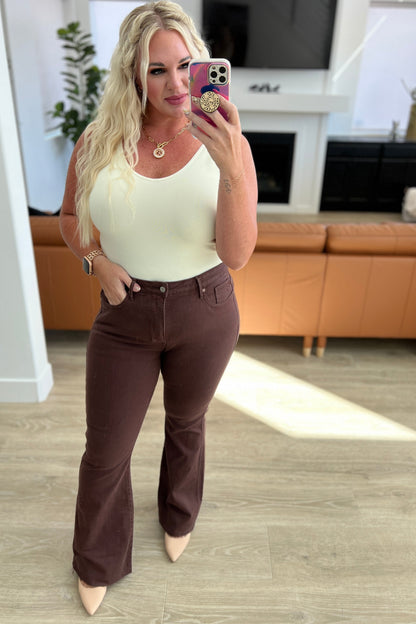 Judy Blue • Sienna High Rise Control Top Flare Jeans in Espresso