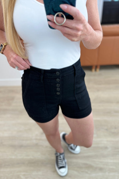 Judy Blue • Reagan • High Rise Button Fly Trouser Shorts