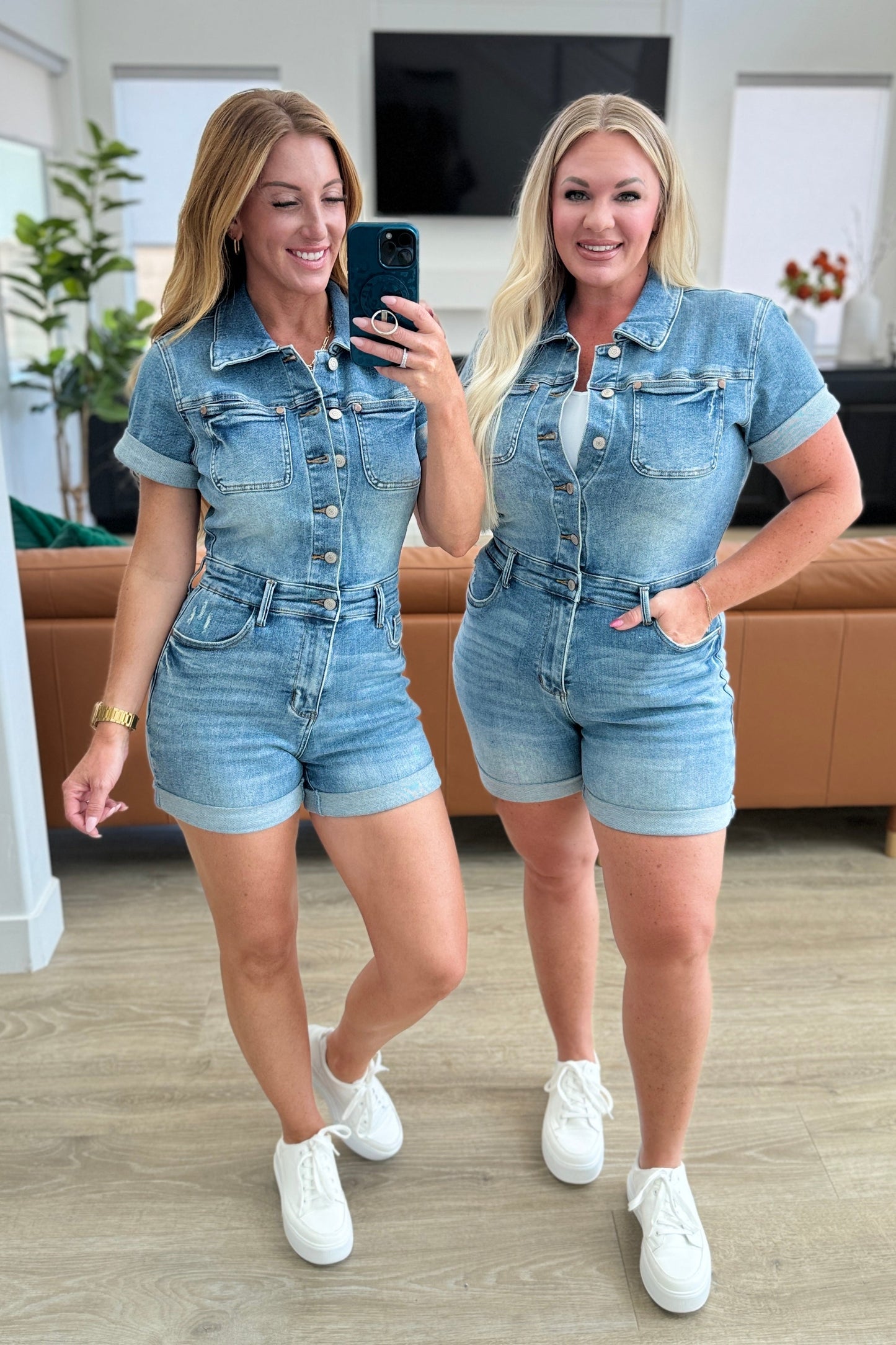 Judy Blue • Delia • High Rise Short Sleeve Romper
