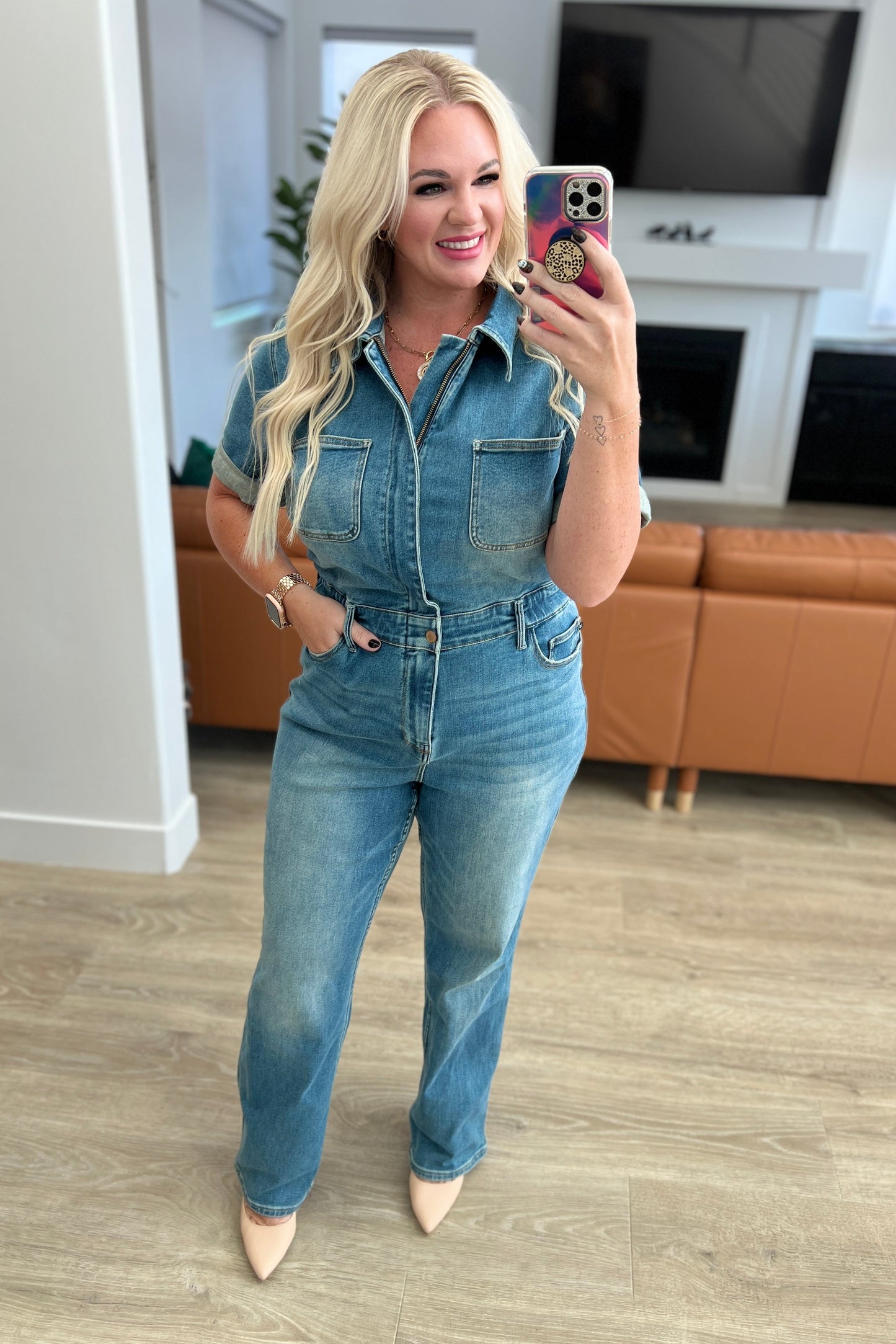 Judy Blue • Sylvia Short Sleeve Denim Jumpsuit