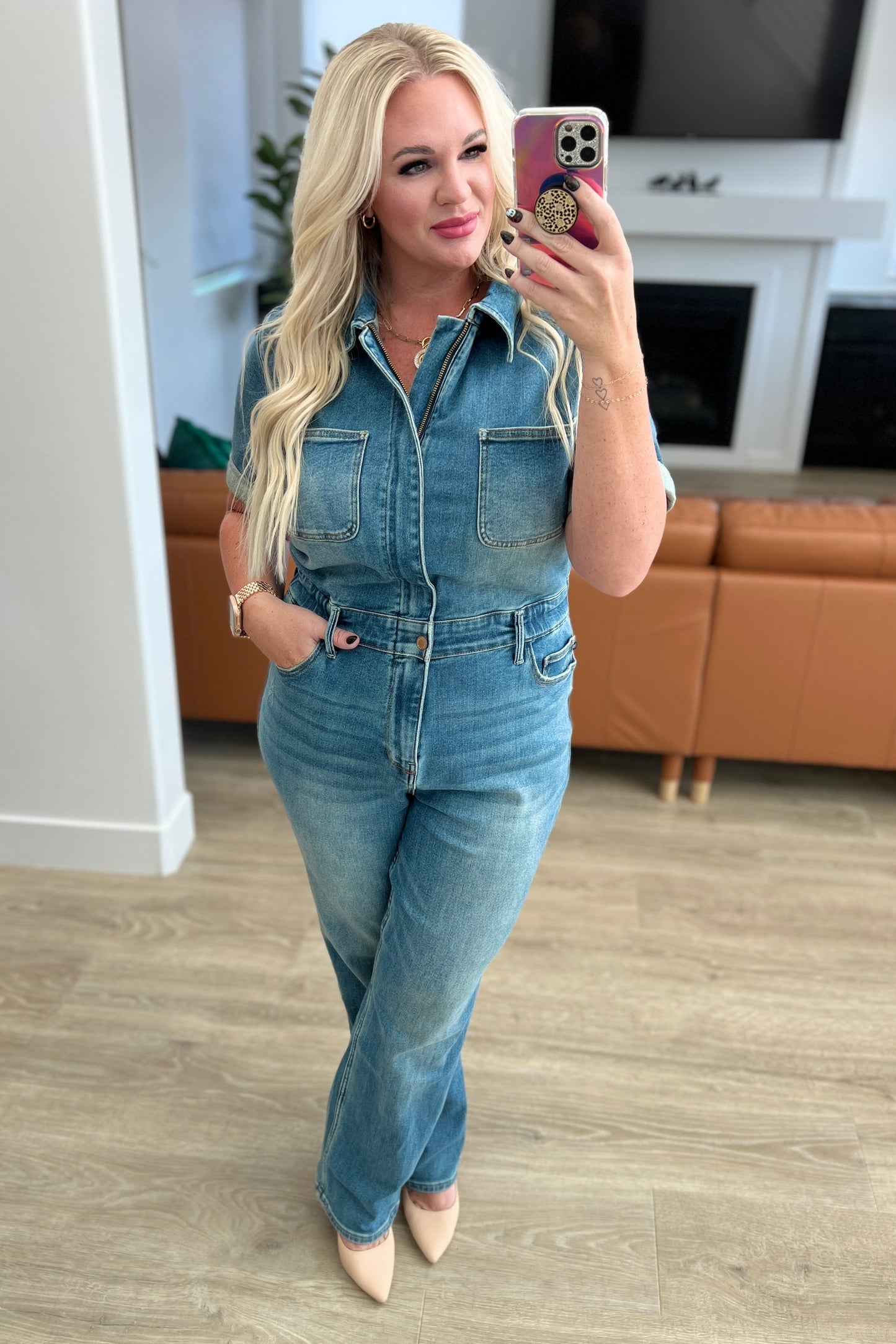 Judy Blue • Sylvia Short Sleeve Denim Jumpsuit