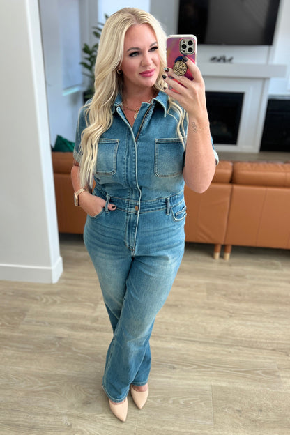 Judy Blue • Sylvia Short Sleeve Denim Jumpsuit